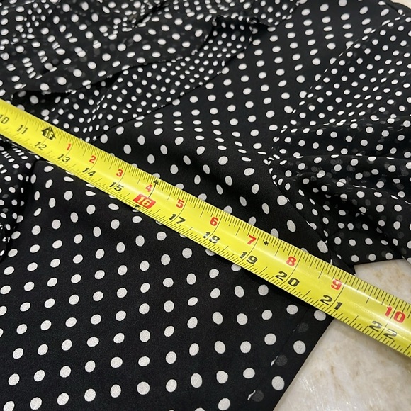 Joie Black White Polka Dot Ruffled “Darek” Blouse Romantic Sheer Sleeves Large - Picture 13 of 14
